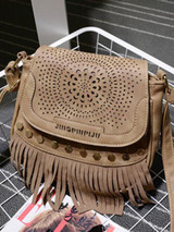 Single Shoulder Fringe Hexagonal Nail bag