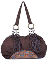 Canvas Tasseled Zipper Tote Bag