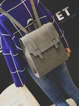 Solid Color Retro Flap Backpack Bag