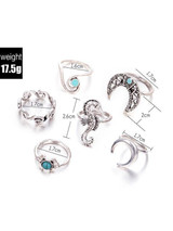 Vintage 6PCS Turquoise Rings Accessories