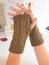 Threaded Half Finger Knit Gloves