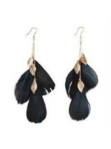 Fashion Popular Bohemia Feather Shape Style Alloy Earrings