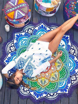 Bohemia Floral Tassels Round Shawl Beach Mat Yoga Mat
