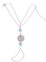 Bohemia Turquoise Flower Disk With Ring Bracelet Accessories