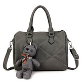 Women Stylish Lovely Bear Boston Quilted Lining Handbag Shoulder Bag Crossbody Bag