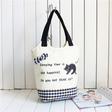 Casual Women Canvas Casual Cute Cartoon Cat Handbag Shoulder Bags