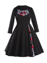 Graceful Sweet Heart Printed Plus Size Flared Dress