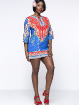 Casual Fantastic Mini Plus Size Shift Dress In Tribal Printed