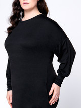 Casual Brief Designed Crew Neck Batwing Sleeve Plus Size Shift Dress
