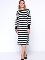 Casual Brief Designed Crew Neck Batwing Sleeve Plus Size Shift Dress