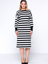 Casual Brief Designed Crew Neck Batwing Sleeve Plus Size Shift Dress