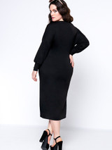 Casual Brief Designed Crew Neck Batwing Sleeve Plus Size Shift Dress