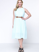 Casual Crew Neck Simple Plain Chiffon Plus Size Flared Dress
