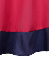 Casual V-Neck Decorative Button Awesome Color Block Plus Size Flared Dress