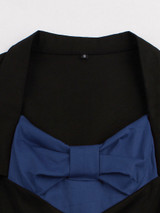 Casual Courtly Bowknot Color Block Plus Size Flared Dress