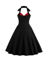 Casual Bowknot Color Block Halter Plus Size Flared Dress