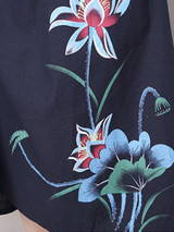 Casual Elastic Waist Pocket Printed Flared Maxi Skirt