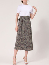 Casual Fascinating Bowknot Printed Flared Maxi Skirt