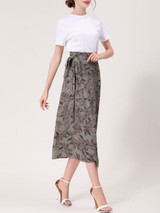 Casual Fascinating Bowknot Printed Flared Maxi Skirt