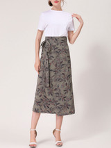 Casual Fascinating Bowknot Printed Flared Maxi Skirt