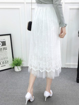 Casual Elastic Waist Plain Pleated Midi Skirt