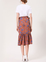 Casual Remarkable Ruffled Hem Printed Mermaid Midi Skirt