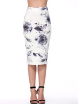Casual Special Slit Floral Pencil Midi Skirt
