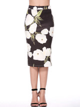 Casual Attractive Side Slit Floral Printed Pencil Midi Skirt