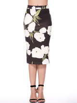 Casual Attractive Side Slit Floral Printed Pencil Midi Skirt
