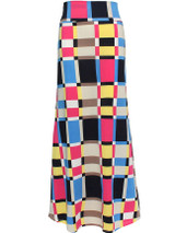 Casual Colorful Color Block Plaid Mermaid Maxi Skirt
