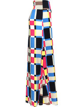 Casual Colorful Color Block Plaid Mermaid Maxi Skirt