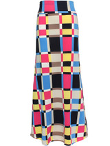 Casual Colorful Color Block Plaid Mermaid Maxi Skirt