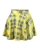 Casual Classical Elastic Waist Plaid Flared Mini Skirt