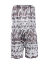 Casual Strapless Drawstring Pocket Printed Romper