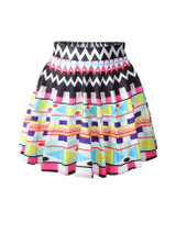 Casual Elastic Waist Geometric Zigzag Striped Flared Mini Skirt