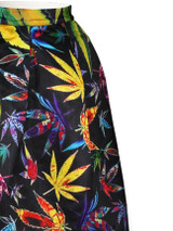 Casual Colorful Leaf Printed Flared Midi Skirt