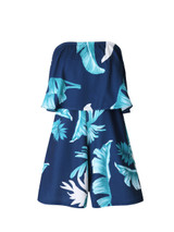 Casual Attractive Strapless Flounce Leaf Printed Romper