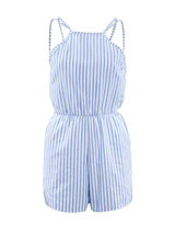 Casual Spaghetti Strap Vertical Striped Romper