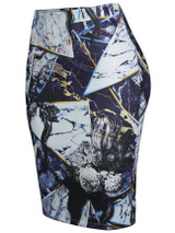 Casual Slit Texture Printed Pencil Midi Skirt