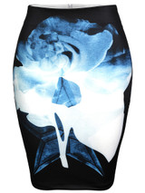 Casual Slit Color Block Printed Pencil Midi Skirt