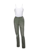 Casual Spaghetti Strap Plain Camisole And Ripped Slim-Leg Jean