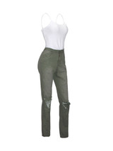 Casual Spaghetti Strap Plain Camisole And Ripped Slim-Leg Jean