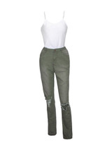 Casual Spaghetti Strap Plain Camisole And Ripped Slim-Leg Jean