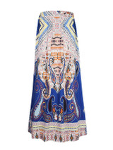 Casual Colorful Tribal Printed Flared Maxi Skirt