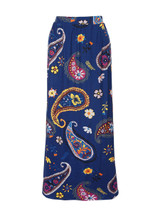 Casual Floral Paisley Printed Flared Maxi Skirt