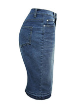 Casual Slit Denim Pencil Midi Skirt