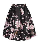 Casual Vintage Floral Printed Swing Midi Skirt