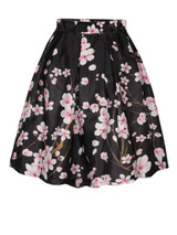 Casual Vintage Floral Printed Swing Midi Skirt