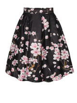 Casual Vintage Floral Printed Swing Midi Skirt