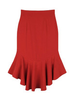 Casual Fishtail Hem Plain Midi Skirt